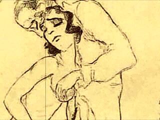 Vintage erotic illustration with detailed retro cartoon hentai style