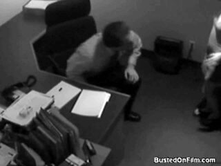 Hidden cam captures blonde amateur spying on business meeting