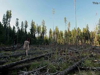 Naked Redhead Masturbates In Forest
