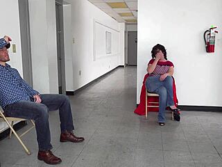 Why's this milf gagging on jizz in public?