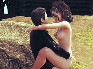 3D animated porn in an outdoor setting