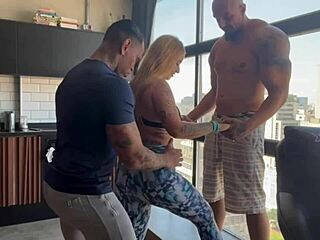 Wow, Workout at Home with Pierced Nipples and Moans!