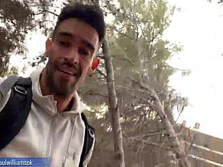 Perfect fitness man does naked squats in public with athletic body