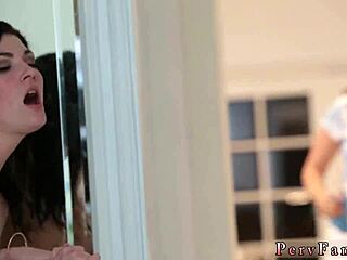 Step mom and playfellows daughter in risky birthday threesome fun