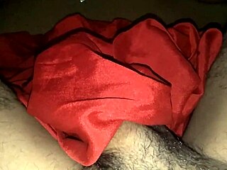 horny indian bisexual shemale strokes big cock in red silk satin.