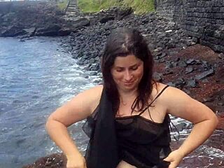 My Seductive Stepmom Shows Big Natural Tits on Public Beach.