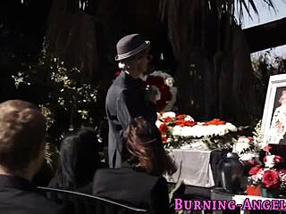 Goth girl with alternative style fucks and sucks monster cock in outdoor setting, including blowjob and facial.