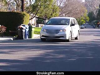 Stepdaughter rides for convertible in hardcore scene