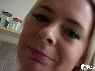 Blonde babe passionately fingers her tight cunt in homemade solo video.