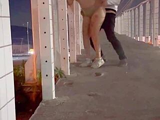Public Street Fuck with Hot Couple on Bridge Gets Wet and Wild with Huge Assets