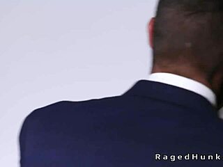 Feeling every thrust in this gay foursome anal at the real estate office