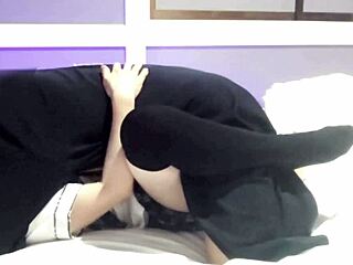 Japanese Girlfriend in School Uniform Cosplay Gets Handjob, Blowjob, and Creampie Sex