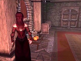 Goth redhead mistress rips clothes to reveal big tits and pussy