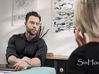 The lucky two-timing husband enjoys time with his blonde and brunette lovers.