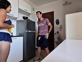 Hey cleaner, bend over for kitchen doggystyle now!