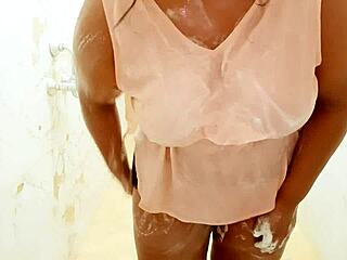 iranian milf bathing in the shower