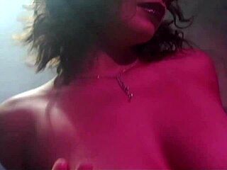 Brunette strips, sucks cock, then gets fingered and plowed