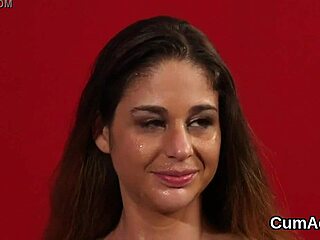 Horny Hottie Gets Cumshot On Her Face Gulping All The Jizm