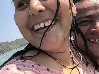 Amateur couple enjoys hot sex on the boat in the sea