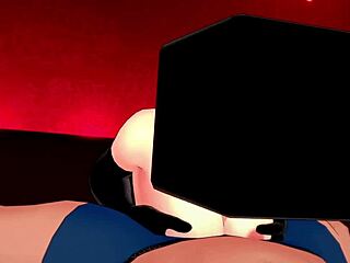 the bride is hot in fishnets and enderman mask ready to fuck before bed in minecraft hentai