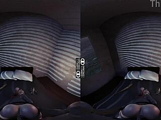 My virtual reality experience with Harley Quinn in a cartoon setting.