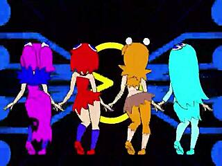 Pacman Ghost Girls Dancing Through Horny Anime Phases in 1080p