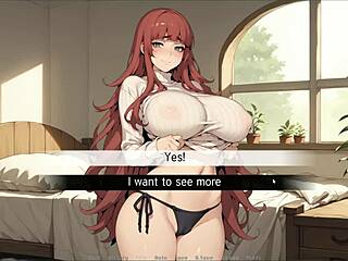 Spirit harem game: she teases master with her huge tits.