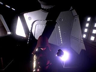 Space handjob using telekinesis on big cock