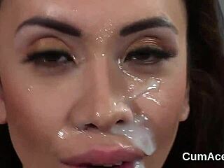 Wacky Kitten Gulps Jizz Shot on Her Face