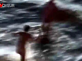 Beach voyeur hammers hot teen into sand