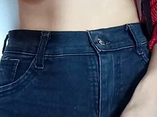 Playing with a belt, spanking my natural tits