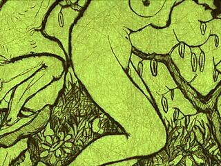 intriguing vintage anime cartoon illustration from retro era