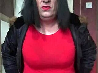 Old Crossdressing Amateur Uses Red and Black Masturbation Machine in Bisexual Gay Scene Part 1