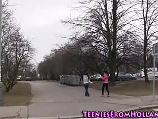 Teen lesbian babe fingers cunt in high definition bathing scene