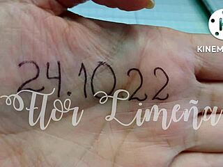 peruvian girl plays with dildo at work