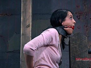 Femdom BDSM scene with a bald pussy playgirl