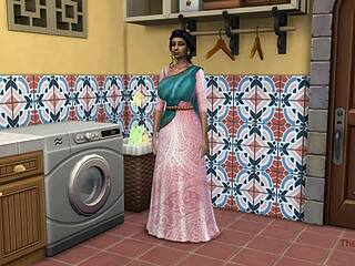 Stepson bangs stepmother stuck in washing machine in wild hentai scene. Sims 4 action unfolds.