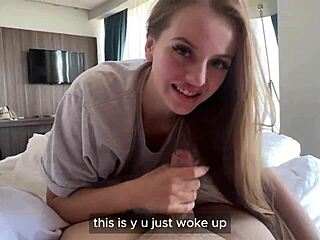 POV Brunette Deepthroats and Fucks in Homemade Sex.