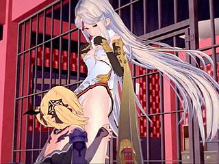 原神菲谢尔舔凝光屁眼假屌猛插