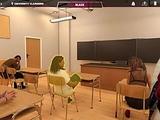 Horny student gets off in the classroom in public