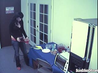 Busty slut masturbates with food fetish toys!