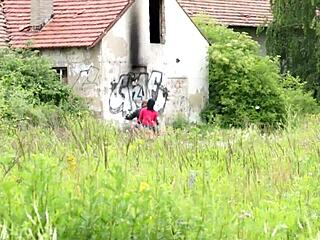 Wild sex adventure with biker and slender slut. Outdoor cowgirl action ends in oral delight.