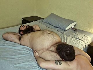 hairy bear cums hard while drilling my mouth