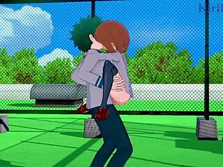 Ochako Uraraka and Izuku Midoriya in Wild Hentai Sex