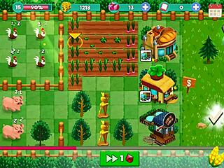 nutaku booty farm hentai game continues with cute brunette milf on ranch