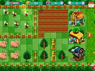 nutaku booty farm hentai game continues with cute brunette milf on ranch