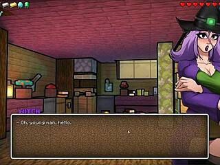 Witch tests potion to grow giant cock in hentai game.