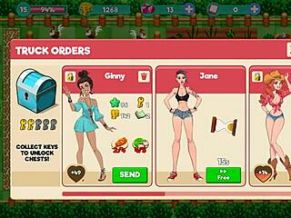 nutaku booty farm hentai game continues with cute brunette milf on ranch