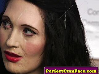 Lingeried Beauty Gets Facialized With Huge Load!