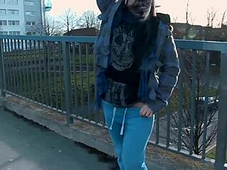 British exhibitionist gets naughty in public street striptease